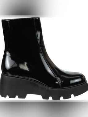 Naked Feet Glossy Black Platform Ankle Boots